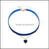 Chokers Koreaanse velet sexy korte choker ketting voor vrouwen zwarte twolayer liefde hangdoek kettingen sleutelbeen ketting mode sieraden cadeau otsr1