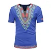 Men's T Shirts Summer Casual African National Style Short Sleeve T-shirt Fashion Printed Male Clothing V-collar High Quality Tops Men
