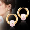 Boucles d'oreilles créoles KIOOZOL doux acier inoxydable 316L pour femmes couleur or fleur accessoires de mariage bijoux 2023 tendance KO6