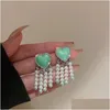 Pendientes colgantes de borla de perla barroca vintage para mujer Cadena de cuentas de moda Pendiente geométrico Joyería Entrega de gota Dhfp6