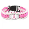 Charm Bracelets Breast Cancer Fighter Awareness Women Pink Yellow Ribbon Hope Wristbands Bangle For Men Fashion Outdoor Sports Drop Otdxm