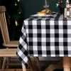 Tovaglia Tovaglie rettangolari Decorazione natalizia Pieghevole Nordic El Party Cotone e lino Sala da pranzo Creativo Bianco Nero Griglia