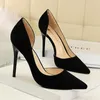 Dress Shoes 2023 6 Colors Concise Women'S OL Office Show Thin Women Pumps Solid Flock Pointed Toe Shallow Fashion High Heels