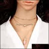 Collares pendientes Boho para mujer en capas de oro amor corazón piedra natural cristales prisma hexagonal punto de cuarzo para entrega de moda Otnmf