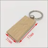 Porte-clés Longes Porte-clés En Bois Blanc Rond Carré Rec Forme Personnalisé Edc En Bois Bricolage Artisanat Porte-clés Cadeau Dhs Drop De Dh7Gh