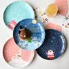 Plates Ceramic Creative Dinner Plate Cartoon Hand Painted Steak Dessert Breakfast Bone China Fruit Dish Year Christmas Gift