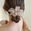 Nouveau grand ruban en mousseline de soie pince à cheveux nœud de cheveux tissu fleur Rose griffes pinces à mâchoires Clips accessoires pour femmes filles 1481