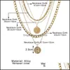 Collares colgantes Vintage Mtilayer Collar de cadena Torques para mujer Accesorios de joyería de monedas grandes Colgantes de entrega Dh6Et