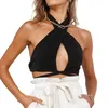 Женские танки camis cdjlfh red sexy cross bandage bantage halter crop tops Женщины без рукавов Backless Club Part