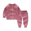 Kleding sets schattige cartoon geboren babytruien 2 stks gebreide trui met lange mouwen trui broek herfst/winter breien baby jongens meisjes pakken