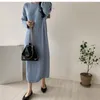 Robes décontractées tricoté robe pull femmes femme vêtements épais coréen solide chaud 2023 hiver Vintage élégant automne abricot Vestido