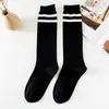 Women Socks Over Knee Thigh High Kawaii Stripe Stockings Sexy Black White Striped Long Ladies Girls Warm Dropship