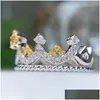 Wedding Rings Fashion Crown With Stars Yellow Zirkon Twee kleuren sieraden Dames feest luxe voortreffelijke accessoires Geschenken Drop levering DHVR0