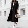 Kadın Trençkotları Kadın Moda Uzun Ceket Kadın Kış Sıcak Palto Kollu Katı Rüzgar Çıldırıcı Yukarı Yün Üstleri Manteau Femme