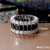 Anneaux de mariage luxe éternité bande noir cubique zircone cristal pierre pour les femmes Banquet fête bijoux cadeau