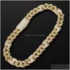 Chains Fashion Rap Accessories 20Mm Fl Zircons Mens Big Gold Chain Domineering Cuban Link Hiphop Necklace Drop Delivery Jewelry Neck Dh16V