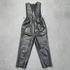 女性用パンツ高品質の女性天然シープスキンハーレムスリムフィットエラスティックウエストストリートウェアカジュアルメスズボン本物の革