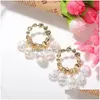 Dangle żyrandol Pearl Fashion Big Circle Female Kolczyki Wyolbrzymione metalowy hiphopowy styl uliczny damskie damskie biżuteria DH71V