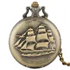 Pocket Watches Classic Sailing Canvas Boat Ship Watch Men Necklace Clock Quartz Women Pandent Blessing Gifts Montre Gousset Homm