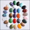 Konst och hantverk Natural Stone 18x25mm ovala l￶sa p￤rlor Opal Rose Quartz Tigers Eye Turkois Cabochons platt rygg f￶r halsbandsring E DHGNS