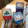 Julekorationer Candy Box Decoration Ornament Square Gift Storage Bakning Packaging Tin