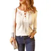 T-shirts pour femmes blanc à lacets contraste poignet à manches longues haut automne pull Slim Fashion Foundation chemise