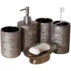 Bath Accessory Set Silver Ceramic Toothbrush Holder Bathroom Accessories Toothpaste Dispenser Cup Lotion Bottle Soap Box Five-piece