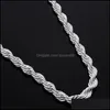 سلاسل M 925 Sterling Sier Twisted Rope Chain 1630 بوصة قلادة فاخرة للنساء الرجال أزياء المجوهرات DIY بالجملة إسقاط تسليم Otvei