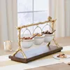 Plates Gold-Oak Branch Snack Bowl Stand Christmas Rack With Removable Basket Organizer Party Decorations Storage