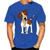 남자 T 셔츠 멋진 남자 재미있는 강아지 잭 러셀 테리어 개 디자인 맞춤형 슬리브 o 목 동물 인쇄 가족 티셔츠