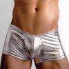 Caleçon Sexy Boxer Hommes Sous-Vêtements U Convexe Grand Pénis Poche Conception Wonderjock PU Cuir Boxershorts Gay