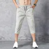 Men's Pants Summer Sports Plus Size Mens Loose Cropped Stretch Male Straight Casual Black Elastic Waist Trousers Boys Xxxl 5xlMen's