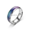 Band Rings Changing Color Stainless Ring Mood Emotion Feeling Temperature For Women Men Couples Tone Fine Jewelry Gift Drop Delivery Dhykm