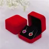 Smycken påsar mode squre bröllop sammet örhängen ring box display fall present lådor för