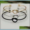 Cuff High Quality Copper Expandable Open Wire Bangles Womens Love Knot Bracelets For Ladies Girls Fashion Simple Jewelry Drop Deliver Othtd