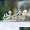 Wedding Rings Fashion Crown With Stars Yellow Zirkon Twee kleuren sieraden Dames feest luxe voortreffelijke accessoires Geschenken Drop levering DHVR0