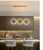 Pendant Lamps 3 Pcs LED Ring Suspension Lamp Copper 48W Bar Lighting Modern String Light Luxury Bedroom Decor