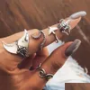 Band Rings Bohemian Fashion Jewelry Knuckle Ring Set Sier Fishtail Geometry Tortoise 5Pcs/Set Drop Delivery Dhr0V