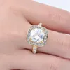 Bröllopsringar ring för kvinnor smycken klassiska Big fyrkantiga kristallbanch mirco zirconia silvergold färg finger valentin present party