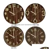 Wall Clocks Clock Luminous Acrylic Wooden Silent Nordic Fashion Night Light Home Living Room Bedroom Decorations Drop Delivery Garden Dhlob