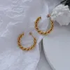 Boucles d'oreilles créoles simples torsadées en forme de C pour femmes et filles, bijoux de mariée ronds à la mode