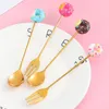 Dinnerware Sets 8 Color Steel Fruit Fork Creative Cute Spoon Donut Dessert Cake Table Tool