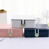 Jewelry Pouches Box Double Layers Large Capacity Rhinestone Buckle Display Makeup Storage Organize Earrings