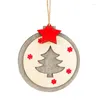 Kerstdecoraties 1 pk Kerstmis houten chip hangende cadeau plaque hanger ronde vorm letter vriendschap wijn fles decor tags