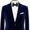 Costumes pour hommes Blazers Bleu Royal Velours Hommes Costume Veste Pour Bal Porter Dîner Blazer Avec Revers Cranté Mâle Hauts Robe