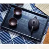 Kitchen Storage Wooden Tray Japanese Style Black Rectangle 30cm Coffee Tea Set Tableware Pallet Food Cake Plate Home Supplies