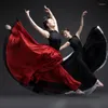 무대웨어 2 색 클래식 댄스 의상 720도 2 층 시폰 대형 치마 여성을위한 스페인 플라멩코