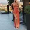 Zarif gece elbise tatlım askısız parti elbisesi uzun yan bölünmüş resmi parti abendkleider seksi vestido de noite