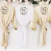 Women's Sleepwear Bridesmaid Robes With Flowers Design Silk Customized Bachelorette Bridal Party Satin Dressing Gowns Wedding R