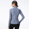 Camisas ativas sem costura outono inverno levante-se gola jaqueta esportiva feminina roupas de yoga superior correndo fitness ginásio apertado mangas filong